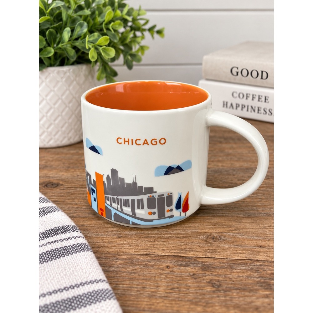 Starbucks You Are Here Collection Chicago Mug 14oz Skyline Train City Souvenir